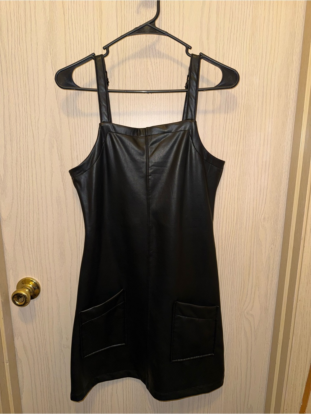 abercrombie kids Black Faux Leather Pinafore Dress